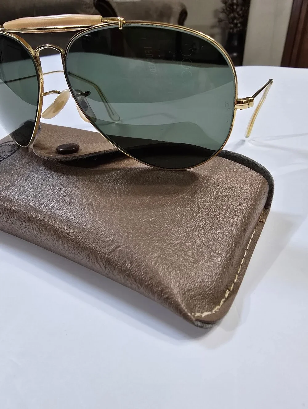 Vintage 60s Ray-Ban Men’s Gold Aviator Sunglasses 62[]14